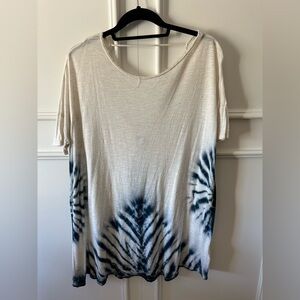 Free People cream/navy tie dye shirt NWT
